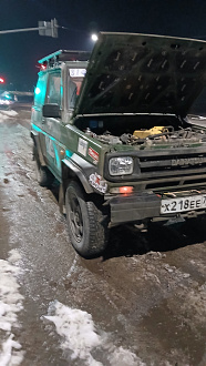 прошу помощи, замёрзла солярка, надо тащить 40 км до дома. Трос выложил. вытащить застрявшую машину Дайхатсу