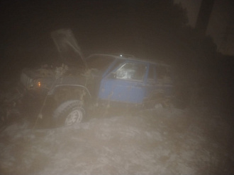 Застряла машина в поле в грязи , машина заводится но генератор умер  зацепиться неза что  вытащить застрявшую машину Cherokee